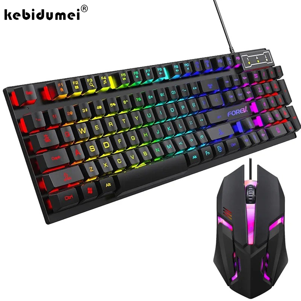 Keyboard Mouse Bundle Gaming - Механическая клавиатура Kebidumei с подсветкой, 104